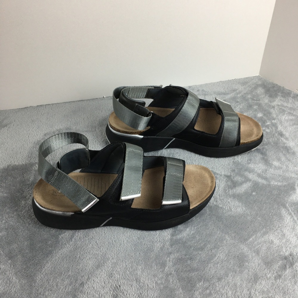 Naot Apollo Women 41 L10 Black Silver Metallic Leather Strappy Sport Sandals - Picture 16 of 16